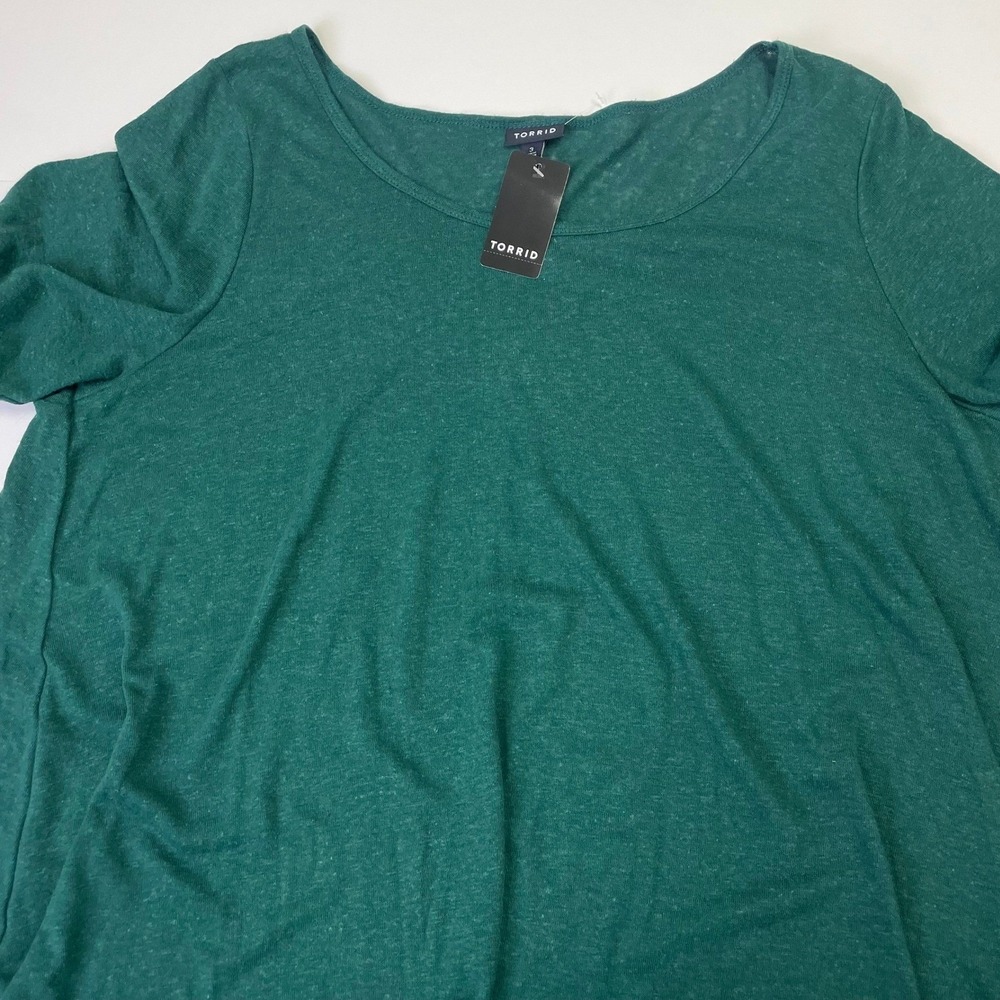NEW Torrid Green Linen Blend Drop Shoulder Hi-Low Tunic Top 3 3X 22-24 - Picture 7 of 15